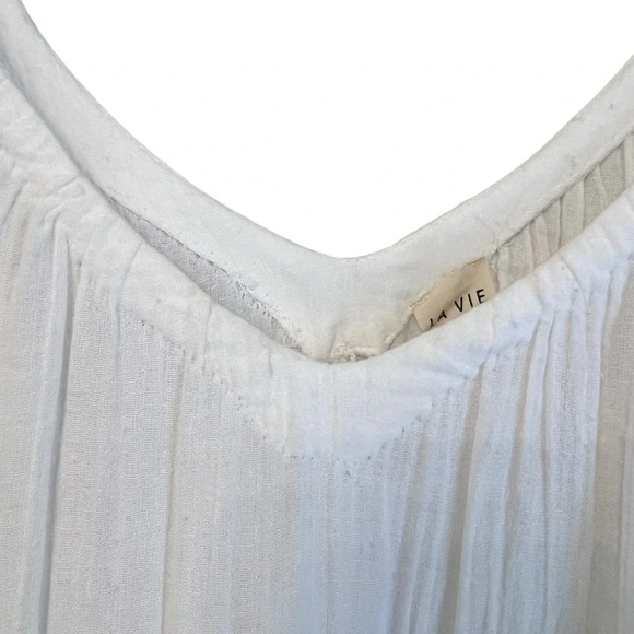 La Vie Rebecca Taylor Puff Sleeve Cotton Gauze Mini Dress White XS Feminine Chic - Picture 5 of 6